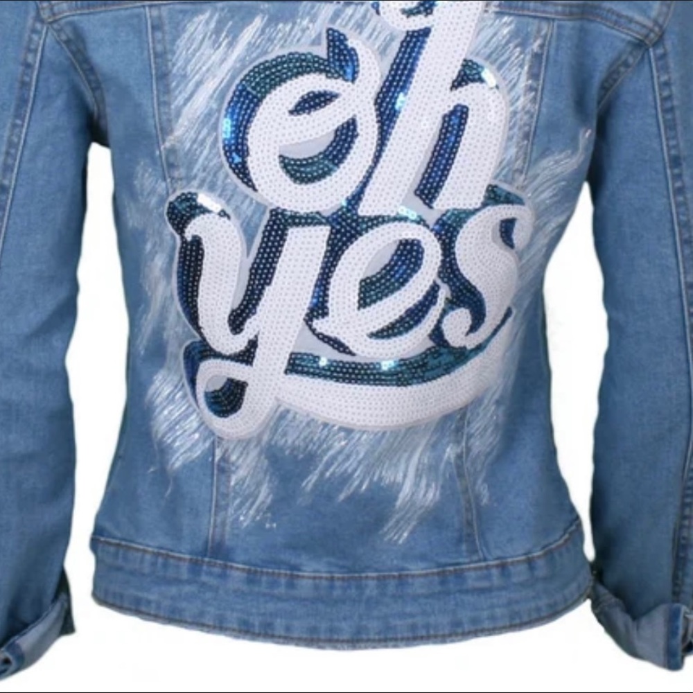 “oh yes” denim jacket (COULD FIT A MEDIUM)